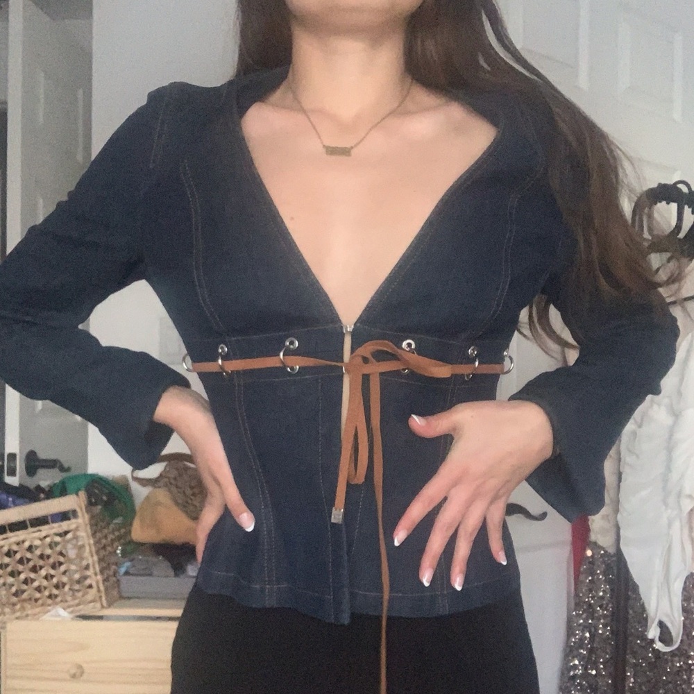 Escada Y2K Denim Pierced Top